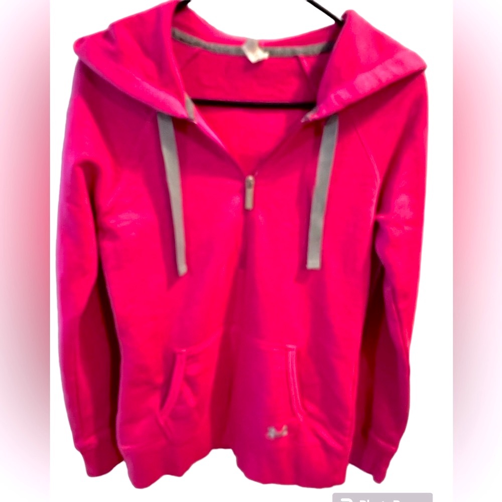 Pink Zippered Hooded Jacket with Kangaroo Pocket by Under Armour Storm.  Size=S